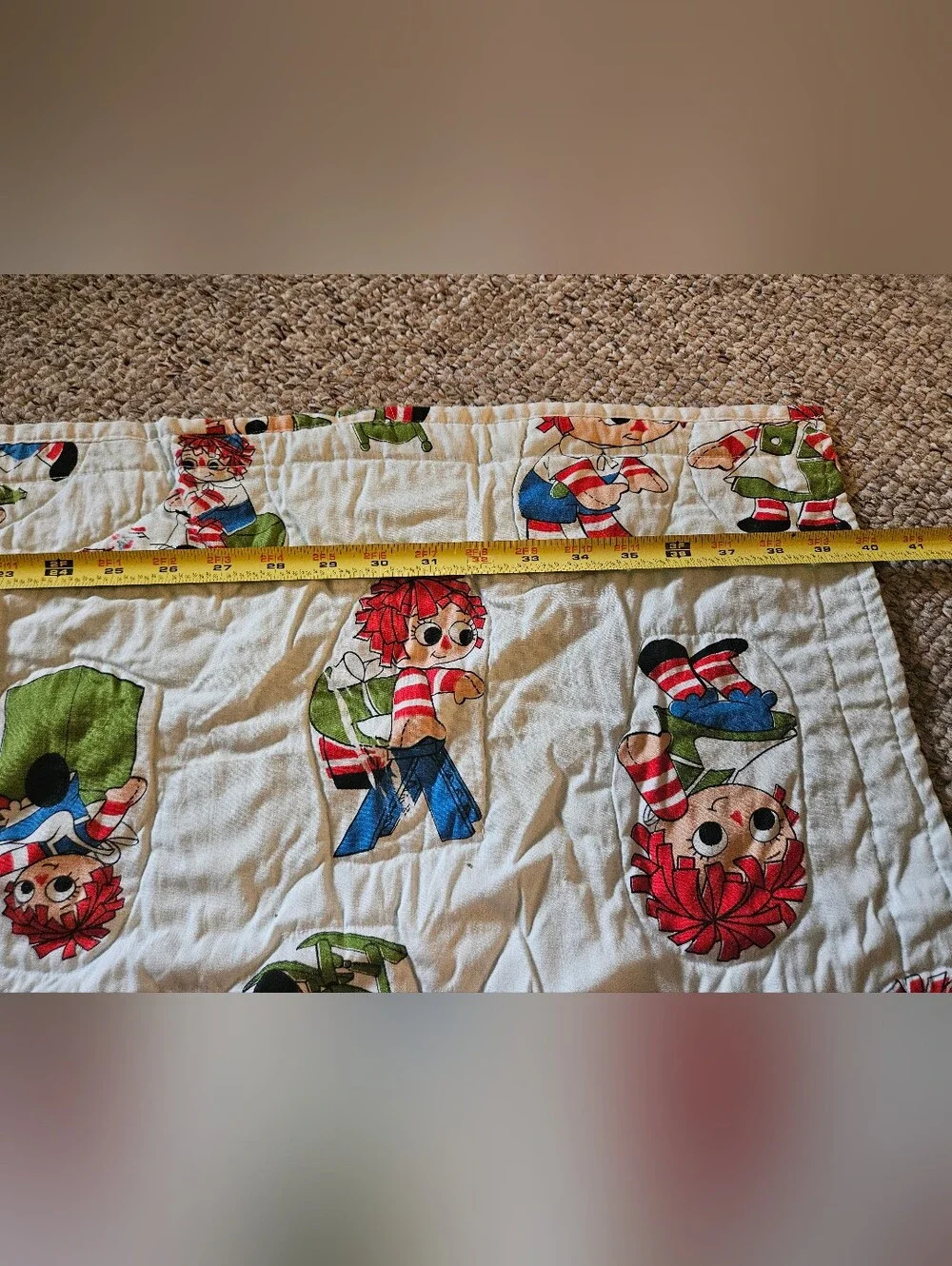 Vintage Handmade Raggedy Ann and Andy Quilt